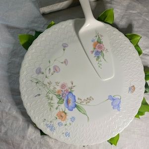 Mikasa Bone China SOMETHING BLUE Cake serving Plate set EXCELLENT condition